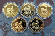 5 South Africa Krugerand 1967/1974/1978/2013/2020 gold plated