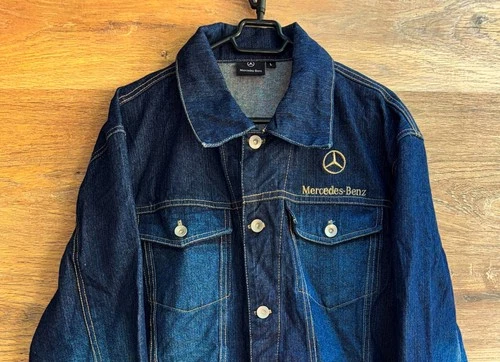 MERCEDES BENZ TRUCKER DISTRICT TRUCK DENIM JACKET EMBROIDERED SIZE L image 2