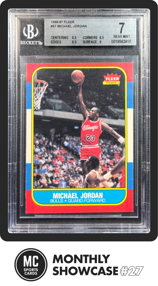 MICHAEL JORDAN BGS 7 1986 FLEER #57 ROOKIE CARD RC BULLS NEAR MINT