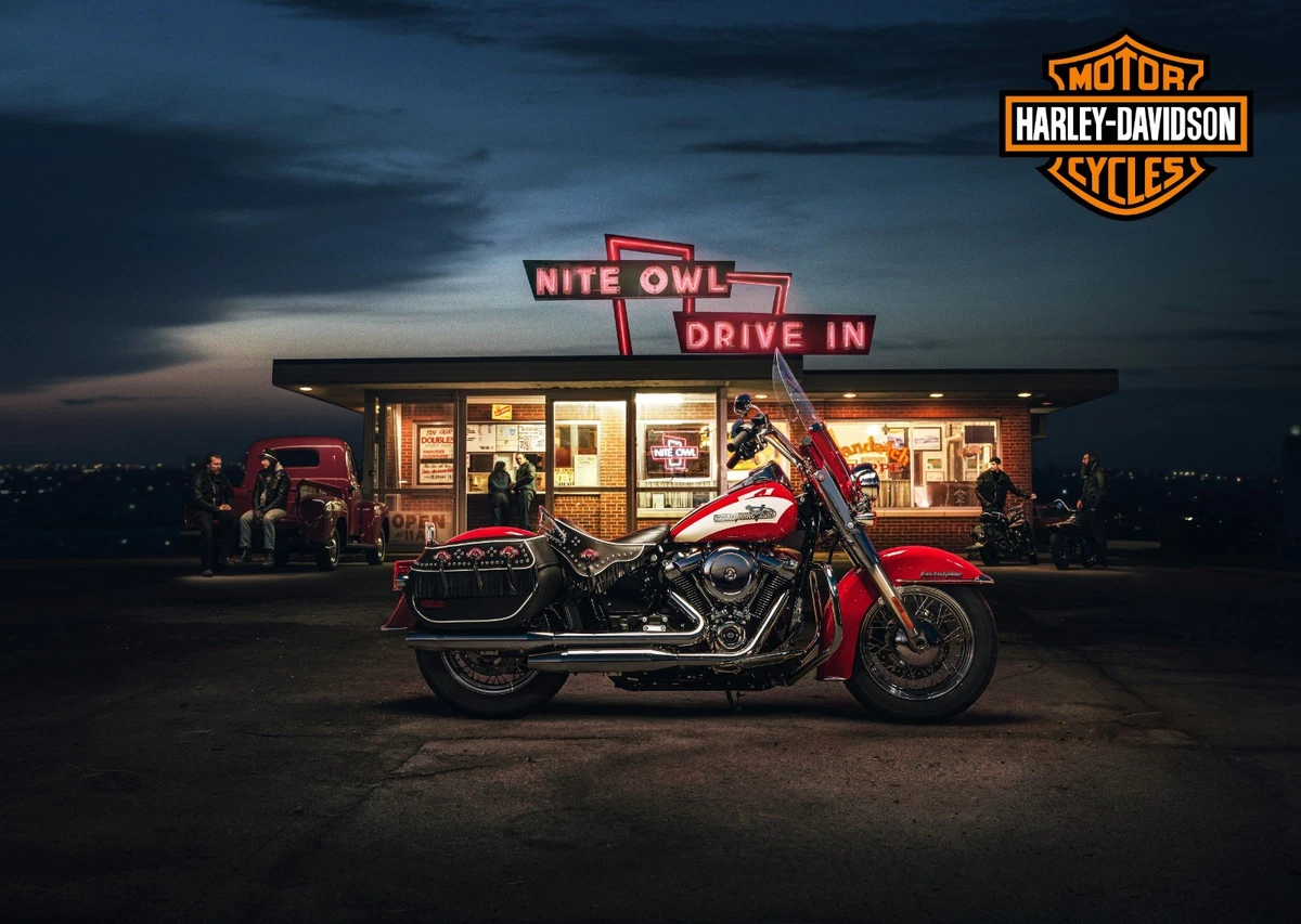RARE HARLEY DAVIDSON PREMIUM GLOSS METAL SHOWROOM GARAGE DISPLAY SIGN Large A3
