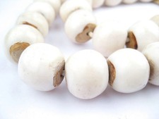 White Bone Beads Sphere 27mm Kenya African Round Large Hole 30 Inch Strand