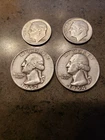 4 COINS - 1954 & 1952 silver quarters and dimes