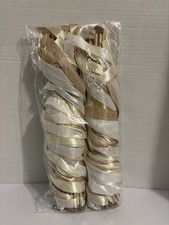 50 Ivory  Beige Wedding Wands: Gold Bells, Satin Ribbons