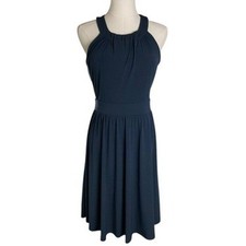 Banana Republic Navy 4 Blue Dress Halter Fit and Flare Sleeveless Cocktail