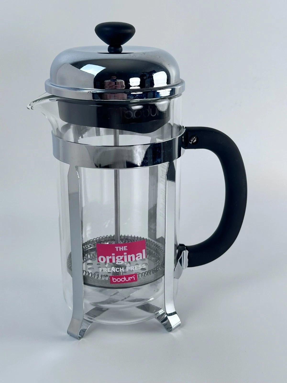 Bodum 34 oz French Press Coffee Maker Classic Chrome-Plated Chambord 8 Cup