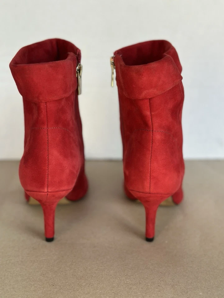 Vince Camuto Red Suede High Heel Ankle Boots Size 8 - Image 4 of 4