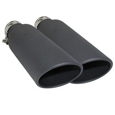 Pair Of Two Universal Angle Cut Coated Black Exhaust Tips 2.5 Inlet 12 Long