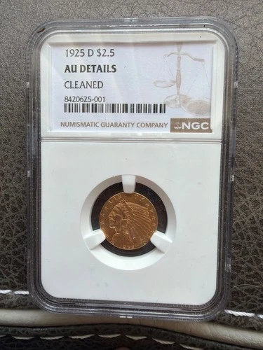 $2.50 Indian Head Gold Quarter Eagle – Graded AU Details – Priced Near Melt