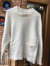 Toast Women's Jumper Cream Wool /Alpaca Round Neck Pullover Size L