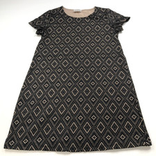 Everly Anthropologie Small Cut Out A-Line Mini Shirt Dress Black Beige MINT
