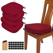 Thickened 2.5" Dining Chair Cushions Set of U-Shape High Density Foam 4 Red