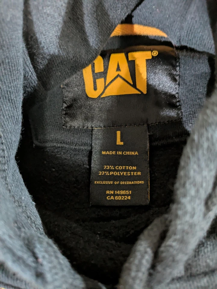 Moletom com capuz CAT Caterpillar masculino grande preto logotipo amarelo roupa de trabalho - Imagem 2 de 4