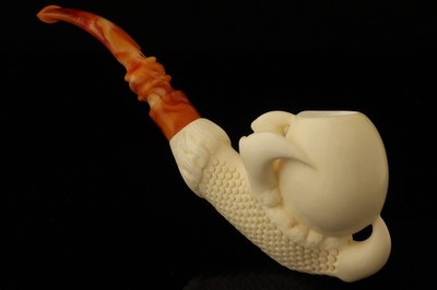 srv - Deluxe Eagle's Claw Block Meerschaum Pipe with fitted case 15182