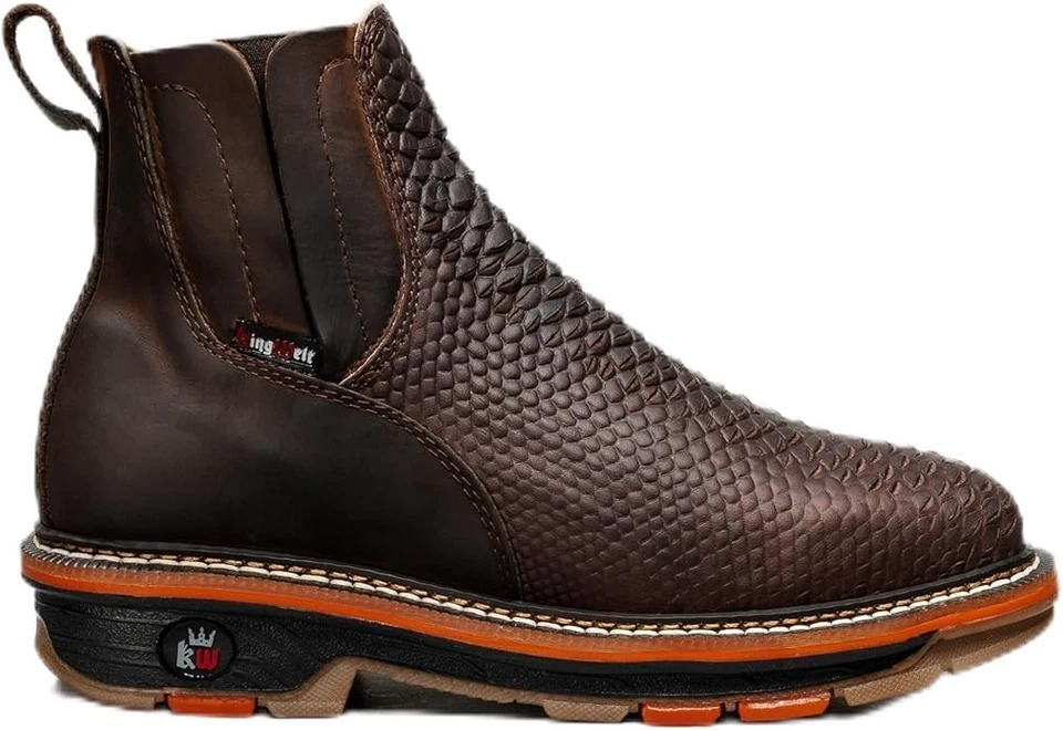 Botas de trabajo al tobillo occidentales exóticas con estampado de pitón punta cuadrada de cuero genuino punta suave Foto 2 de 4