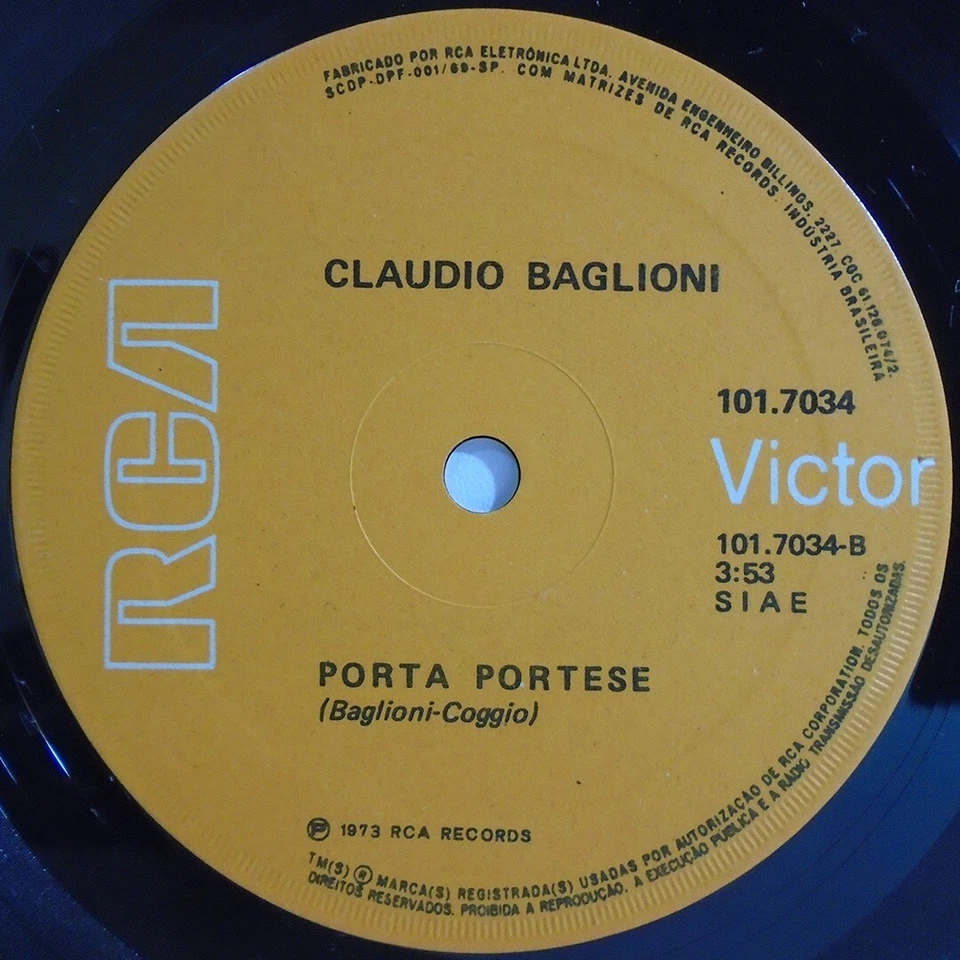 CLAUDIO BAGLIONI QUESTO PICCOLO GRANDE AMORE BRAZIL 1973 EXCLUSIVE P/S 7" RCA - Image 4 of 4