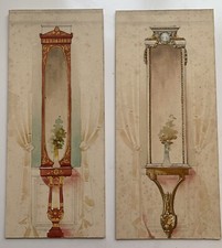 Paire D’aquarelles étude Console Trumeau Beaux Arts Orléans  Projet