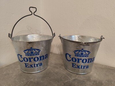 2 Stück Corona Extra Bierkühler Eiseimer Zinkeimer Getränke Eiswürfel Behälter