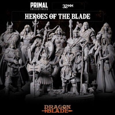 D&D 13 Character Set-Heroes of the Blade Dragonlance Mini TTRPG 32mm/75mm Scales
