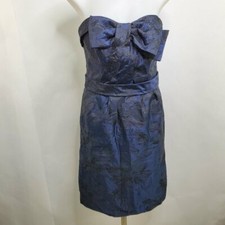 White by Vera Wang Dress 2 Blue Bow Strapless Textured A-line Fit Flare