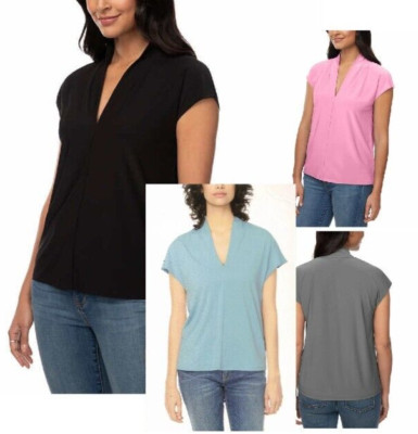 Buffalo David Bitton Ladies' V-Neck Short Sleeve Blouse XS, S, M, L, XL, XXL