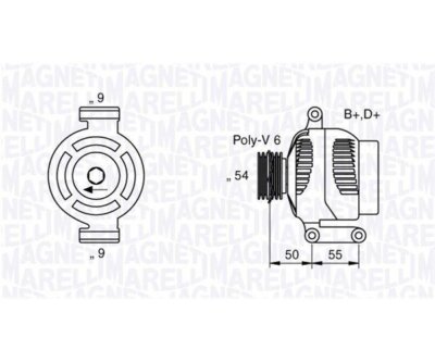 Generator Magneti Marelli 063358061010 for Opel Meriva Fiat