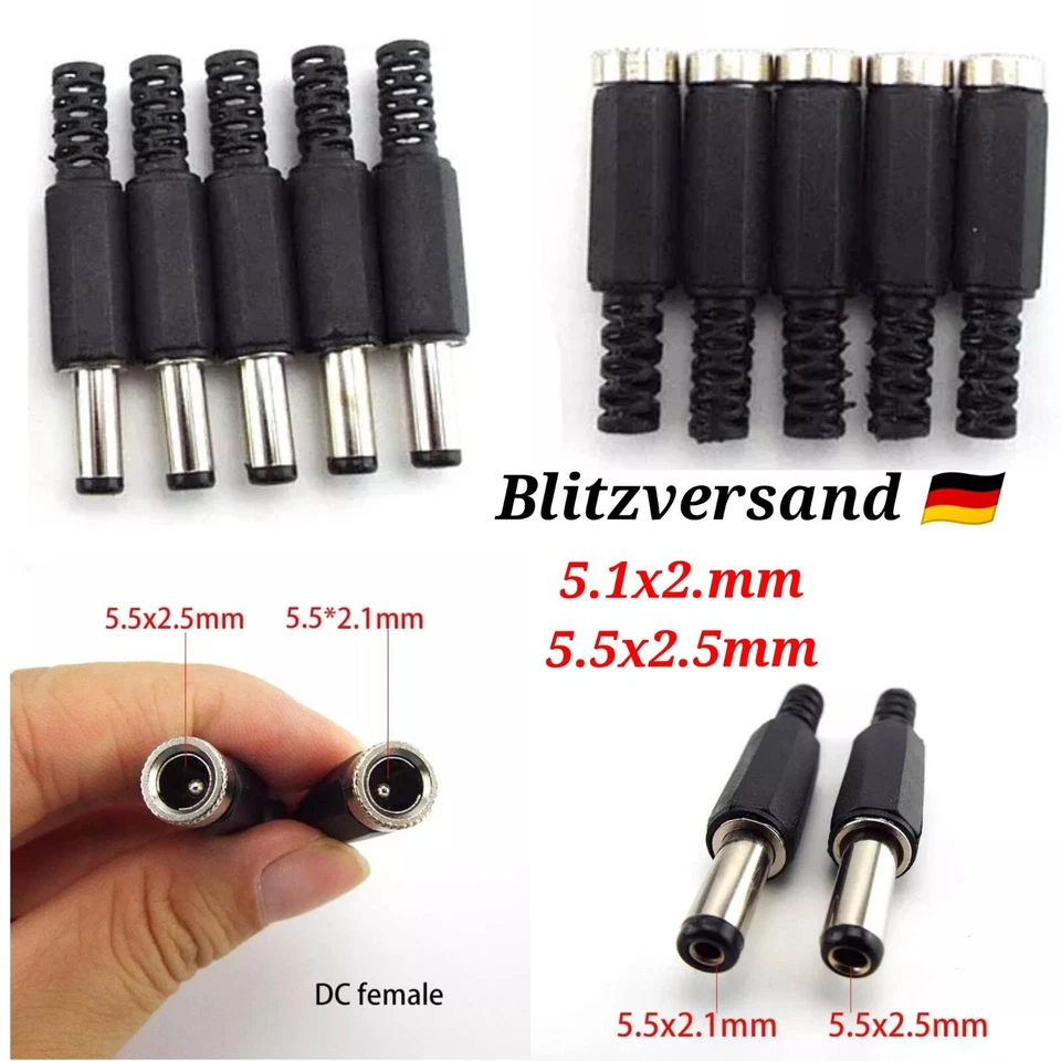 DC Steckverbinder Hohlbuchse Hohlstecker 5,5x2,1 2.5mm Adapter Netzteil Kupplung - Bild 2 von 4
