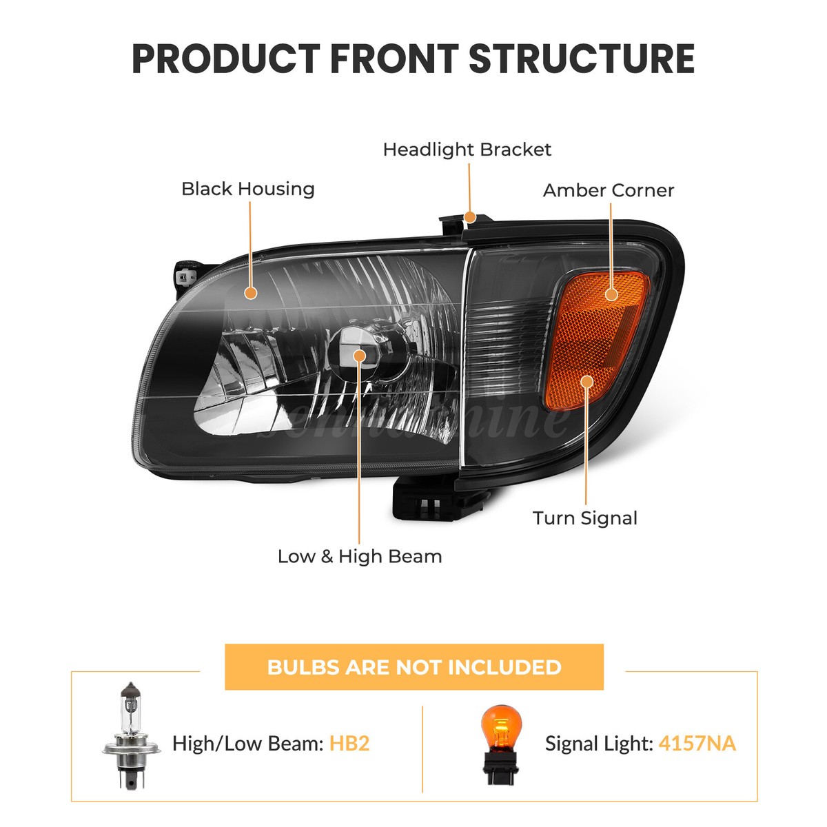 Pair Headlights For 2001-04 Toyota Tacoma Corner Signal Lights