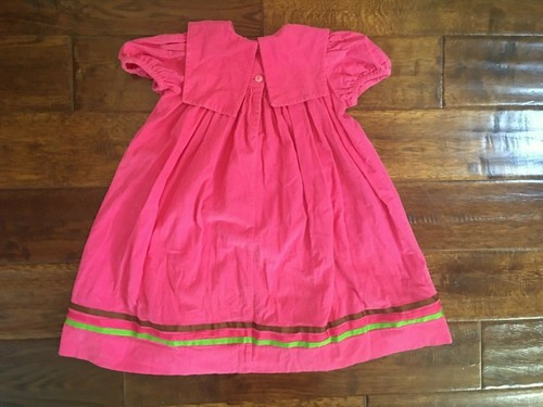 Peaches N Cream 2T Dress Pink Corduroy Collar Ribbons Girl Boutique Brown Bow - Picture 3 of 3
