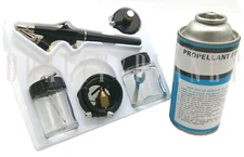 AIR BRUSH KIT SINGLE ACTION PAINT SPRAYER 1/4" NPT w/ PROPELLANT CAN AIRBRUSH
