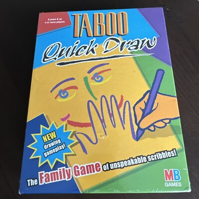 NEU MB SPIELE TABU QUICK DRAW FAMILIENSPIEL NEU ZEICHNEN GAMEPLAY INHALT VERSIEGELT