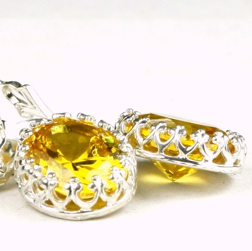Golden Yellow CZ, 925 Sterling Silver Crown Bezel Leverbacks, SE109 - Picture 3 of 5