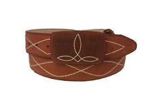 Cognac Cowboy Belt Western Dress Real Leather Embroidered Buckle Vaquero Cinto