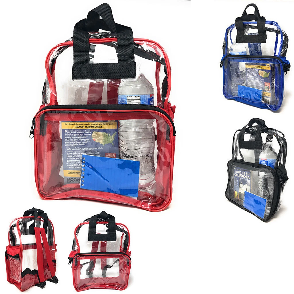 Clear Transparent Backpack Book Bag School Stadium Security TSA Travel 12X15"