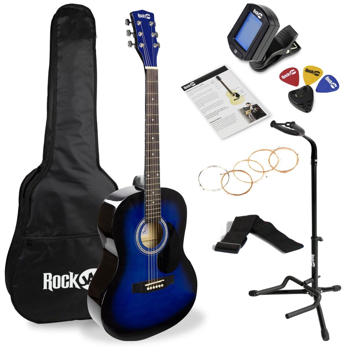 RockJam Acoustic Guitar Kit with Stand, Tuner, Gig Bag RockJam Acoustic Guitar Kit with Stand, Tuner, Gig Bag
