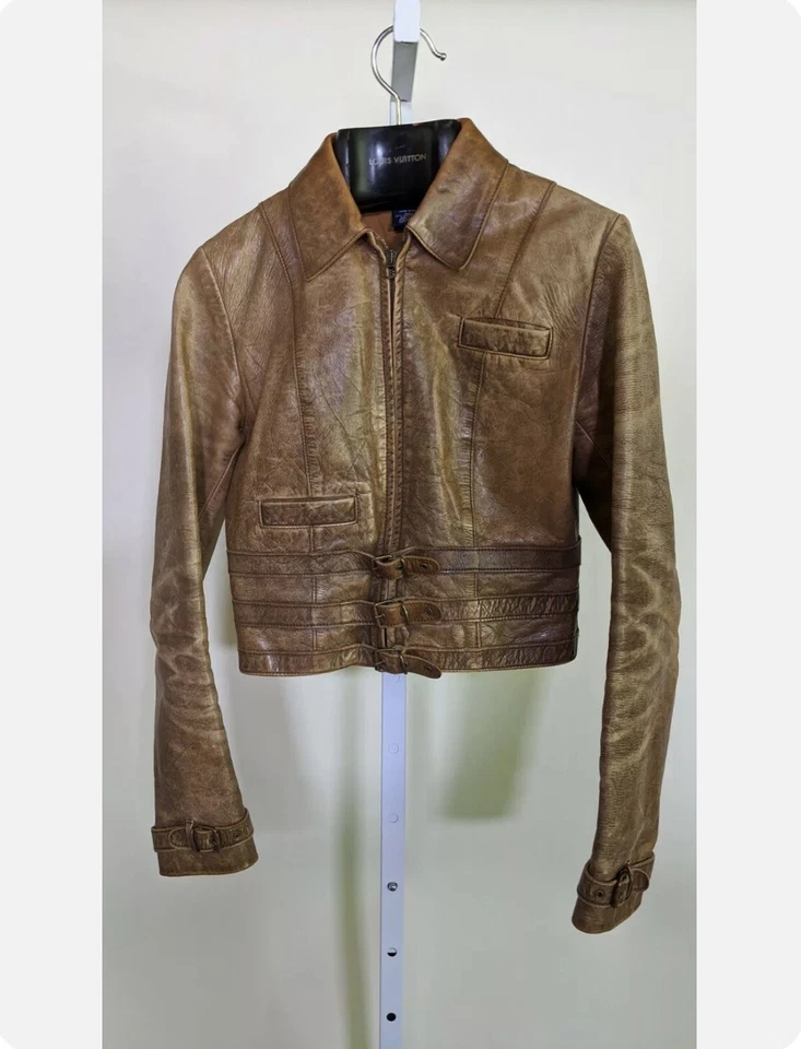 Ralph Lauren Blue Label Aviator Strap Leather Brown Jacket Extra Small/Small RRL - Image 2 of 4