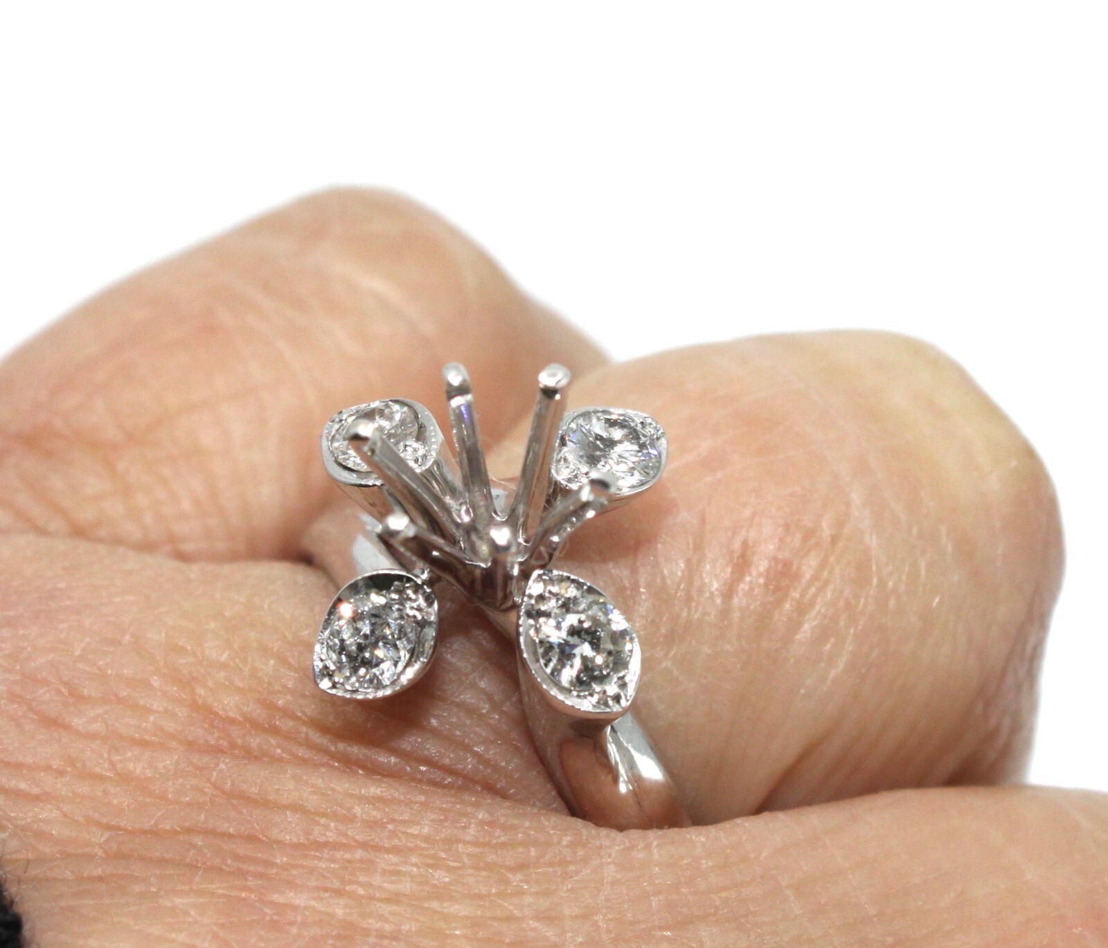 14k Solid White Gold Diamond Four Leaf Engagement… - image 23