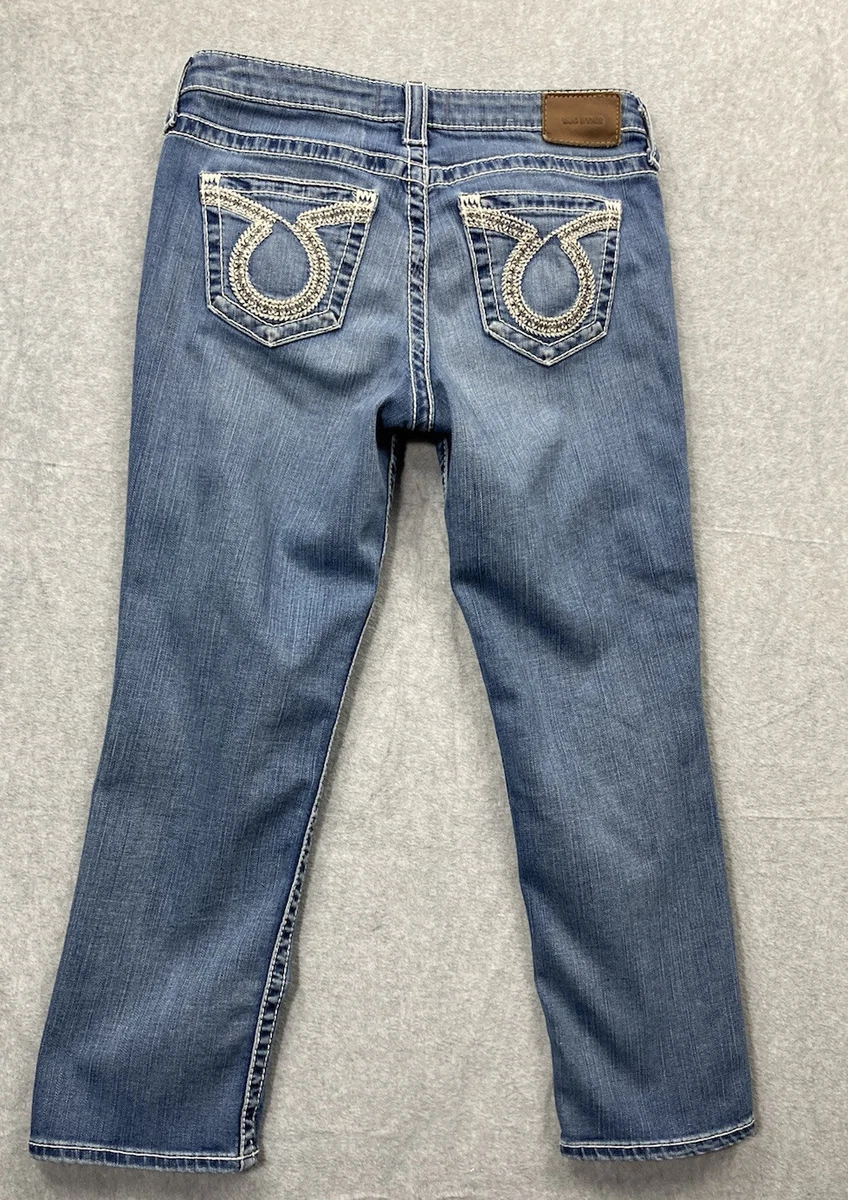 Big Star Women s Denim Capris Embroidered Pockets Stretch Blue 4