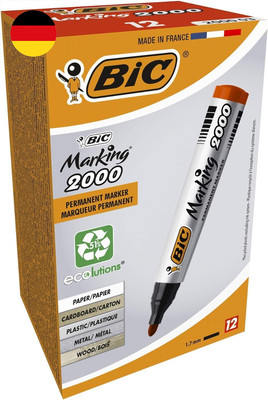 BIC Marking 2000 Permanent Marker, in Rot, 12er Pack, Wasserfester Stift auch fü