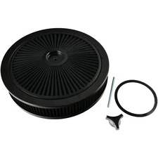 For SBC BBC High Flow 14"x3" Black Round Thru Washable Air Cleaner w/ Chrome Lid