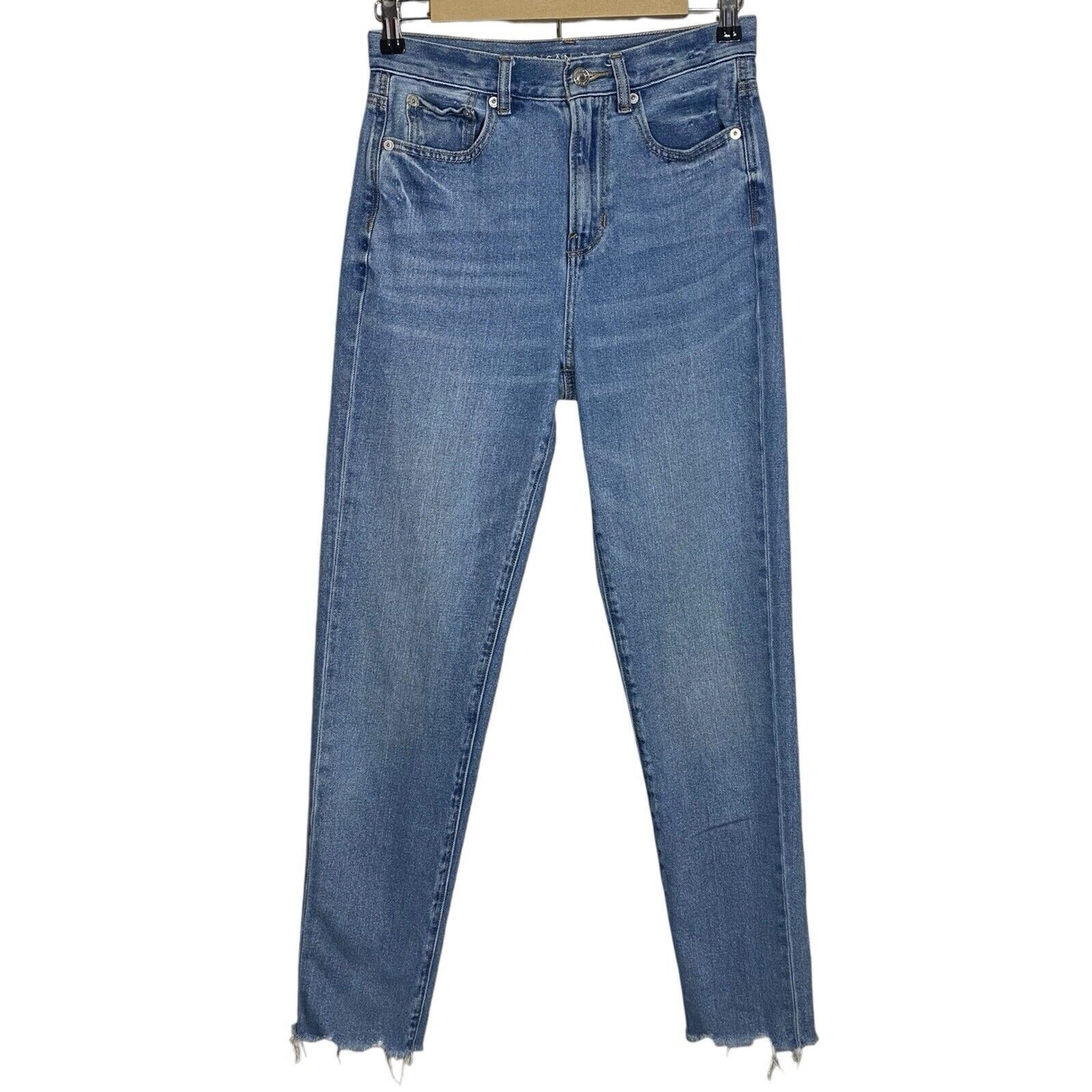 American Eagle Womens Mom Jeans Size 2 Long 29 Inseam Medium Wash Blue Denim-image