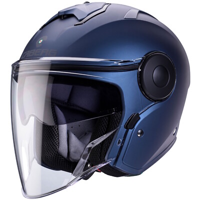 Caberg Soho Jethelm Matt-Blau Motorradhelm Rollerhelm Visier Sonnenblende Helm
