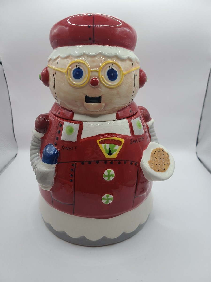 Vintage Ceramic Sleigh Bell Bistro Cookie Jar ROBOT MRS CLAUS | eBay