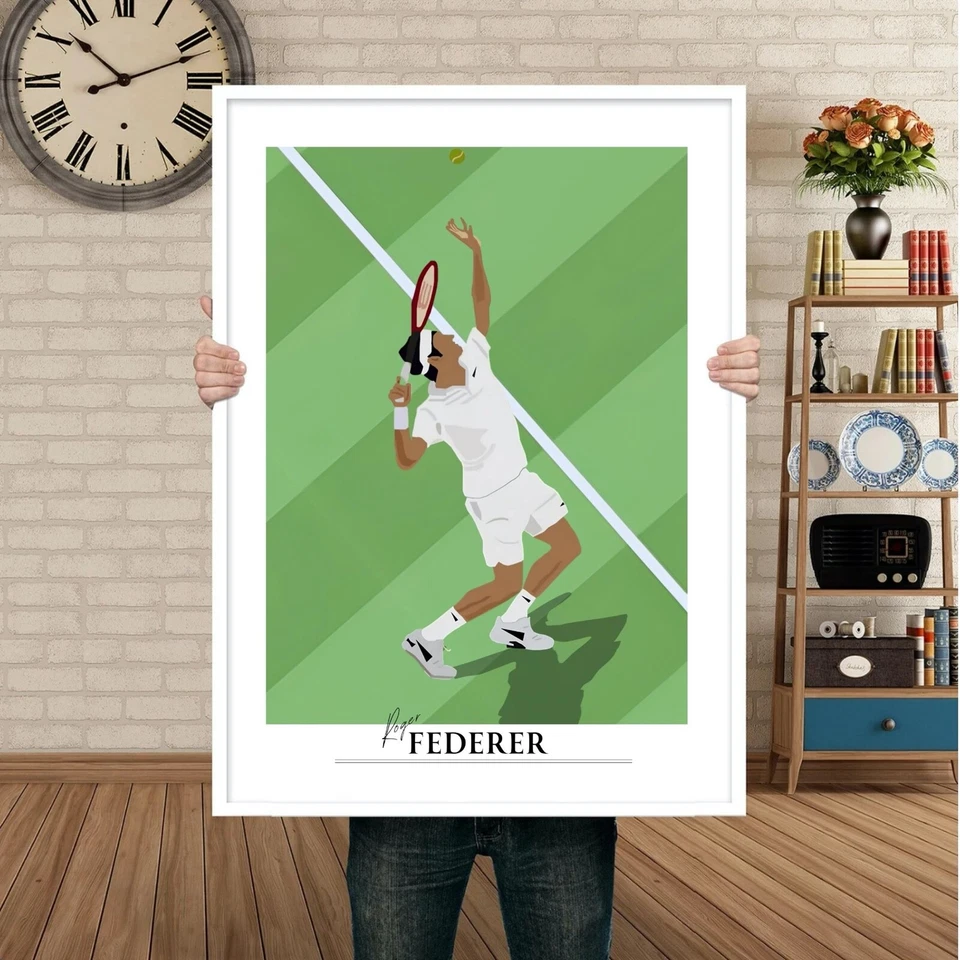 Juego de 3 arte de pared enmarcado de póster de tenis, Nadal Federer Djokovic, regalo de tenis 2023 Foto 3 de 4