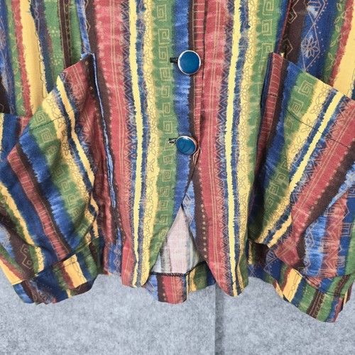 Vintage Jacke Damen groß? Gestreiftes buntes Unikat mit Knopfleiste - Bild 8 von 14