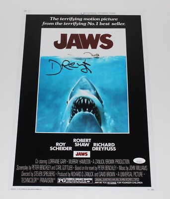 RICHARD DREYFUSS SIGNED 'JAWS' MATT HOOPER 12x18 MOVIE POSTER i