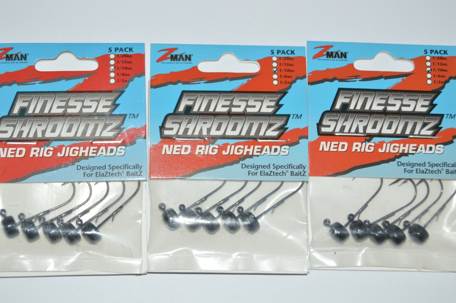 10 packs zman z-man finesse shroomz ned rig jigheads 1/10oz black jig ...