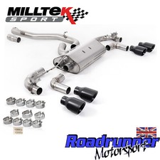 Milltek Golf R MK7.5 Exhaust RACE System 80mm VALVED Non Res Black Tips SSXVW645