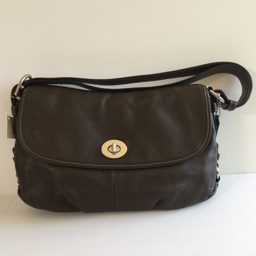 COACH Leather Flap Duffle Bag Dark Brown/Mahogany NEW With Tags