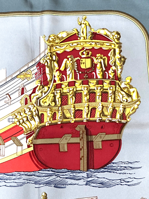 NEW! RARE VTG HERMES Silk Scarf GRANDE MARINE 1979 Carre 90 Gray