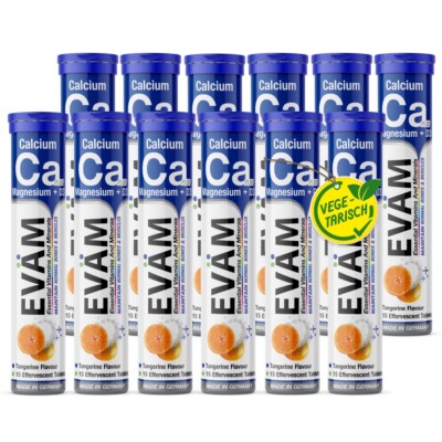 EVÄM Calcium Magnesium D3 Sport Brausetabletten 12x 15 Stück. Hergestellt in DE